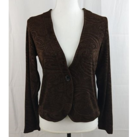 Brown Paisley Cardigan Travel Knit - Picture 2 of 5